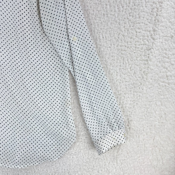 LOFT Outlet White Black Polka Dot Print Shirt Womens V-Neck Long Sleeve Size L - Picture 8 of 16